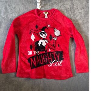DC Comics Harley Quinn Naughty List Fleece Pajama Top Red Large LZ48601SH
